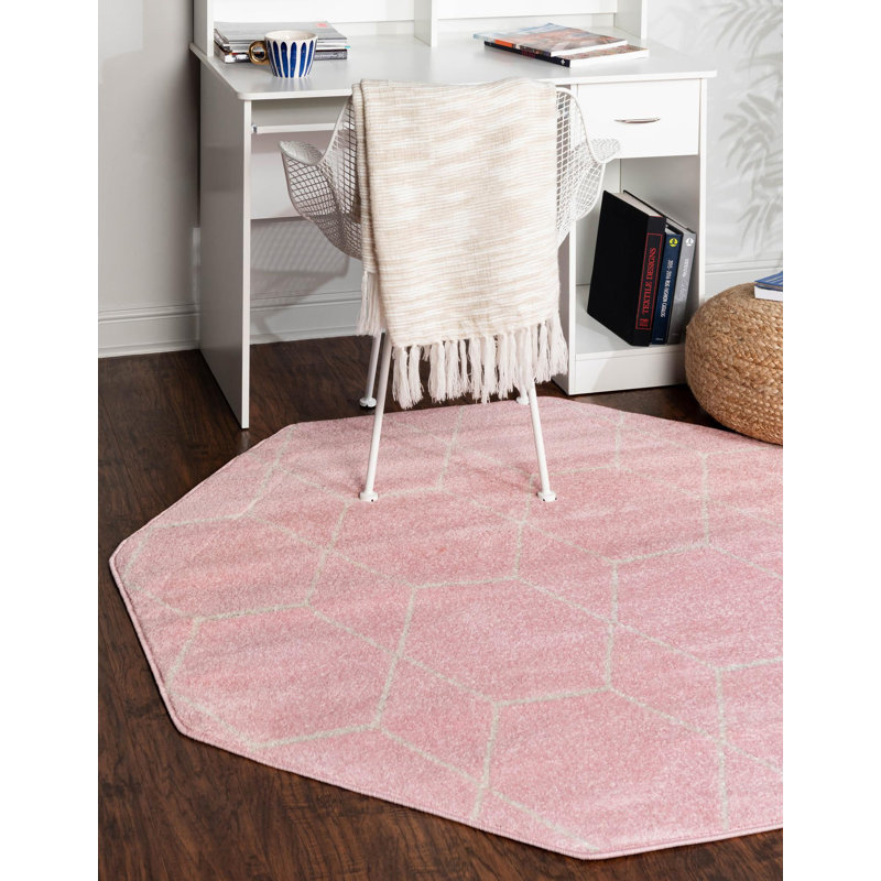 Tapis géométrique Debrodie, Octogone 5 pi 3 po x 5 pi 3 po, Pink