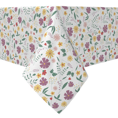 Rectangular Floral Cotton Twill Tablecloth