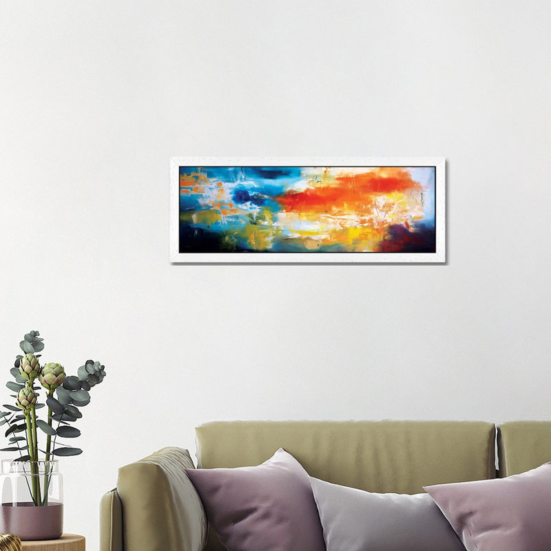 Duality by Andrada Anghel - Panoramic Painting on Canvas, 152.4 cm H x 50.8 cm W, White Framed