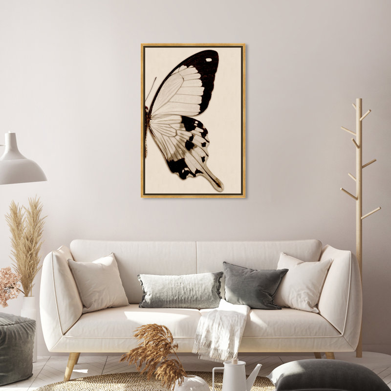" Animals Sepia Butterfly II Insects ", Gold Framed Canvas, 30" H x 20" W x 1.5" D