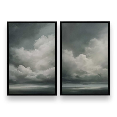 Sombre Skydance, ensemble de 2 impressions sur toile dans un cadre