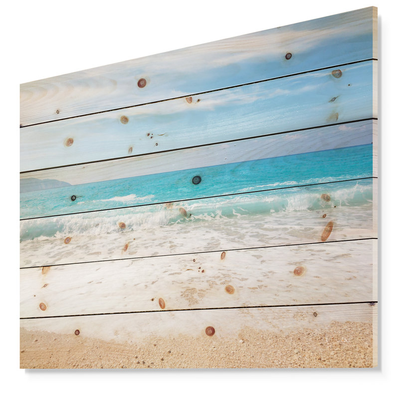 «Permit White Waves Kissing Beach Sand», photographie, H 30 po x l 40 po x P 1,5 po, Bois