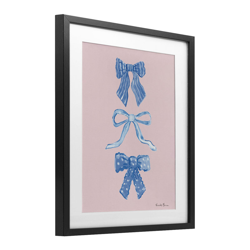 Jolis arcs bleu et rose, impression sous verre encadrée, design par Farida Zaman, H 16 po x l 13 po, Cadre noir minuit
