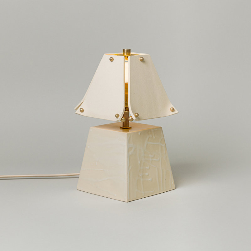 Osen Table Lamp, Bone, 13.5" H x 7.5" W x 7.5" D, Glace