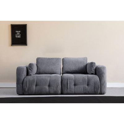 Canapé moderne 2 places, tissu gris, 118 x 47,2 x 25,6 pouces | Structure en bois de hêtre et en carton, revêtement 100% polyester | Confortable 28 coussins de dossier en mousse souple et dossier en plumes (2 inclus) | Mobilier de salon élégant