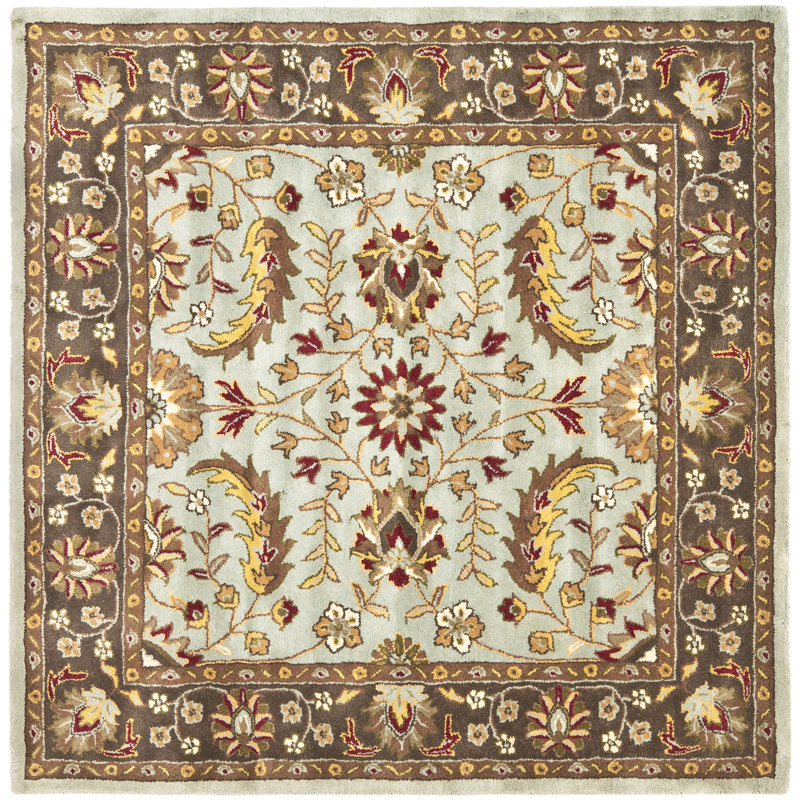 Tapis bleu / brun en laine touffeté à la main Cranmore, Carré 6 pi