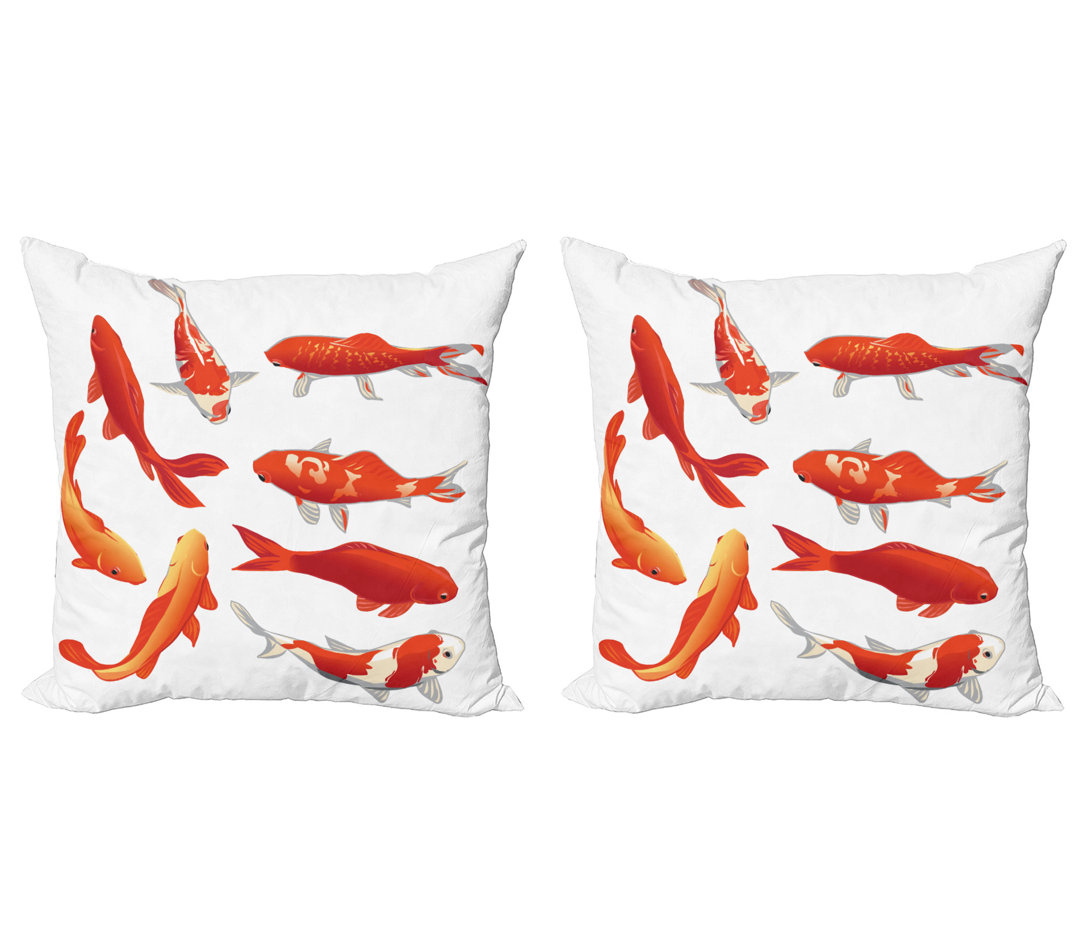 Dekokissen Kissenbezug, Koi Shoal chinesischen Tier, Fisch, Orange Weiss