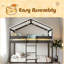 Lit simple superposé en bois avec tente-350248124