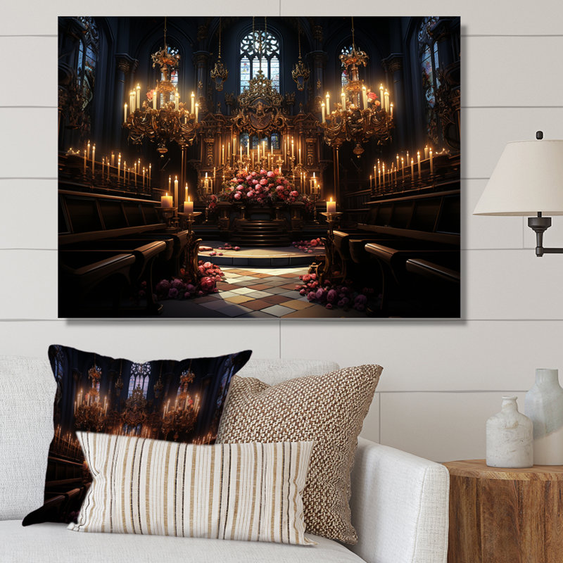 Basilique baroque - Église, art mural, Toile tendue, H 34 po x l 44 po x P 1,5 po