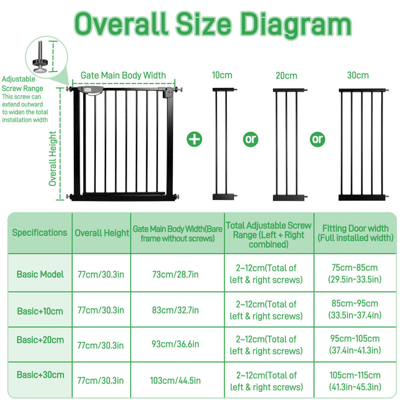 Metal Pressure Mounted Pet Gate, Black, 85-95cm