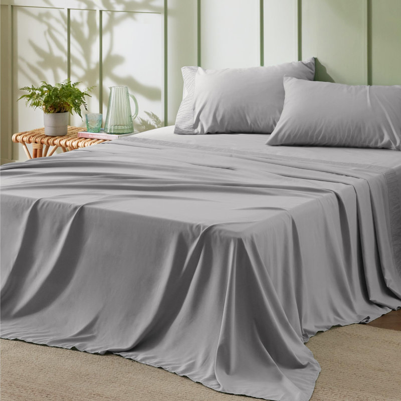 Ensemble de draps en microfibre de polyester pour literie Hotel Luxury, gris