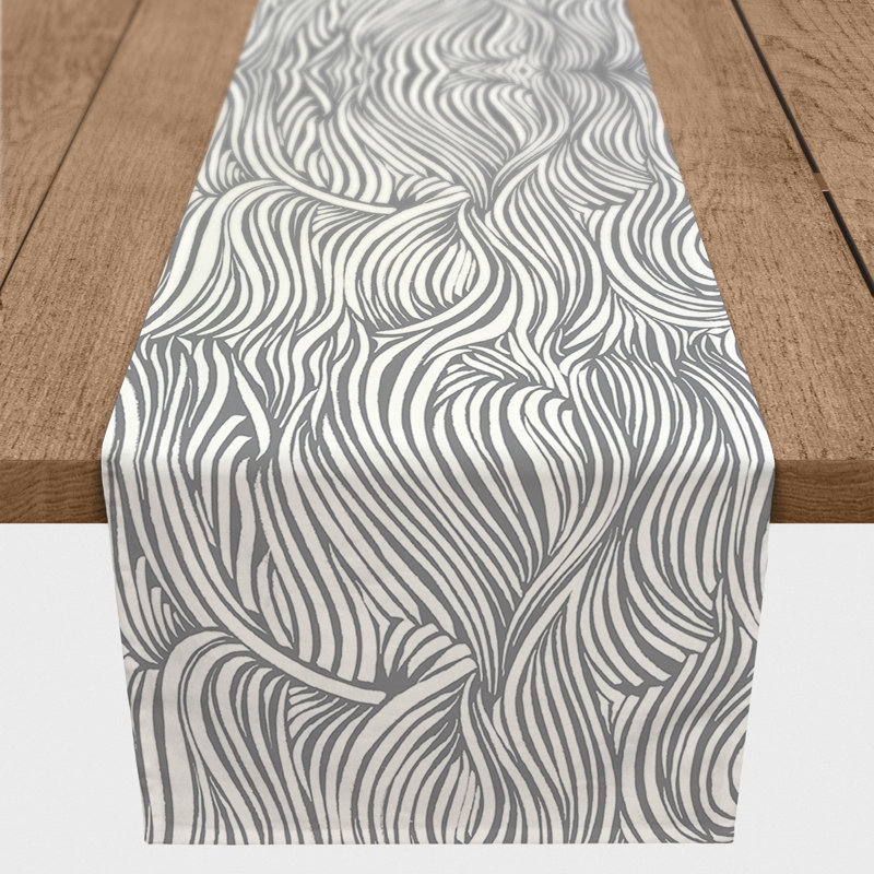 Analicia Rectangle Polyester Table Runner, 90'' x 16'', Gray