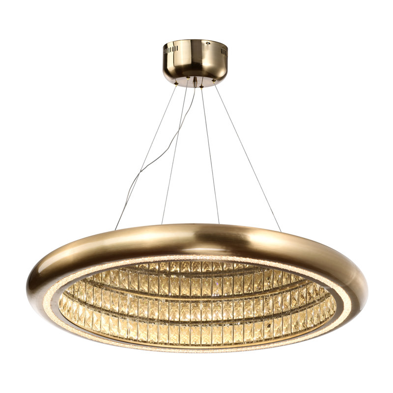 Lustre en cristal à DEL 3000k Palace, Laiton, H 3,10 po x l 39,50 po x P 39,50 po