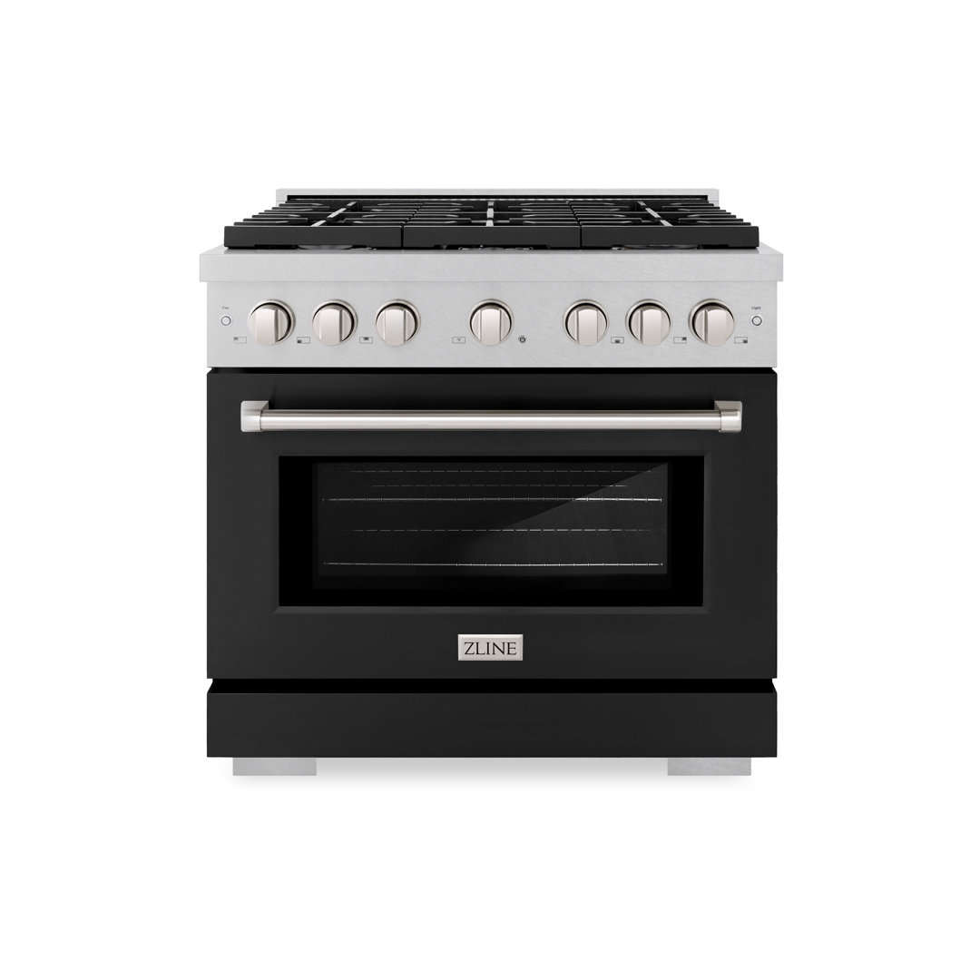 ZLINE Satin 36 in. 5.2 cu. ft. Paramount Gas Range with 6 Burner Cooktop and Convection Gas Oven ZLINE 