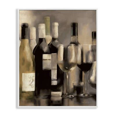  Wine Bottles on Bar Framed Giclee Art by Carol Robinson