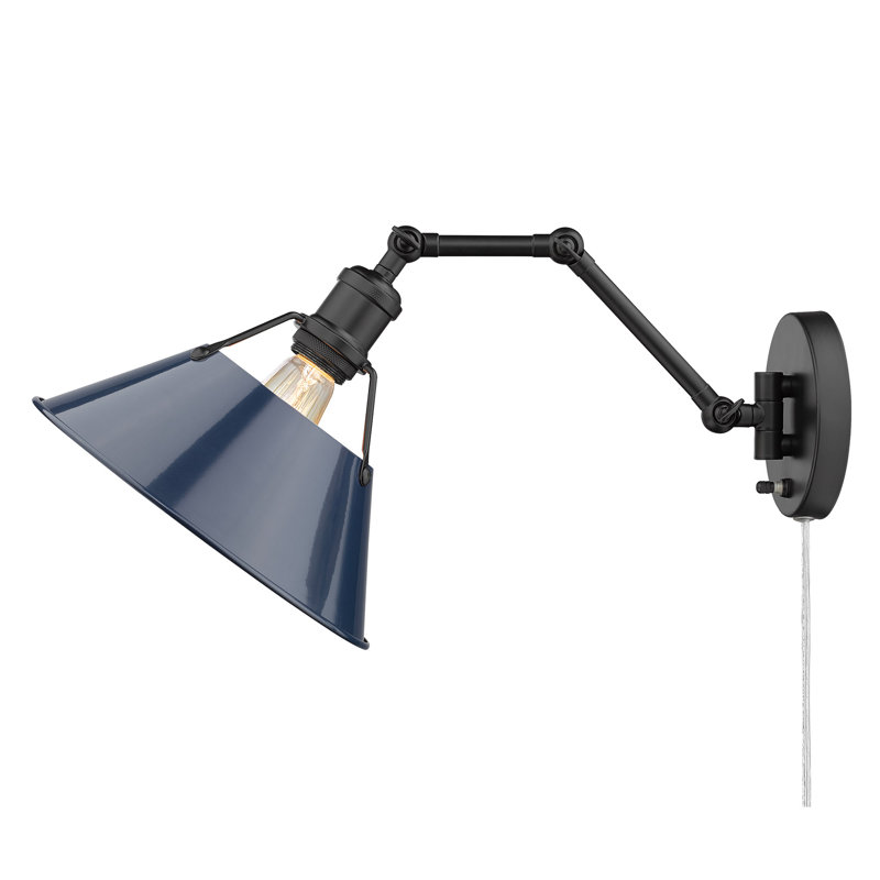 Weatherford Steel Swing Arm Sconce, Matte Black, Navy Blue
