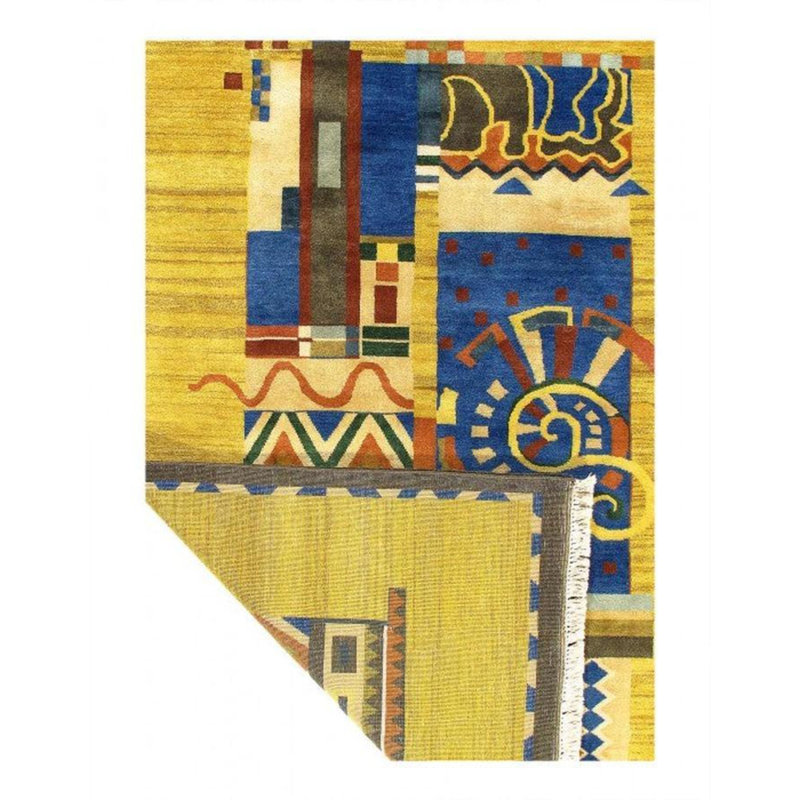Tapis jaune en laine / coton marocain rectangulaire fait à la main 6 pi 1 po x 9 pi