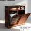 Armoire à poubelle inclinable avec rangement caché, armoire à poubelle à deux compartiments à l'épreuve des chiens pour la cuisine, le salon ou la salle de lavage-123441103-123441104