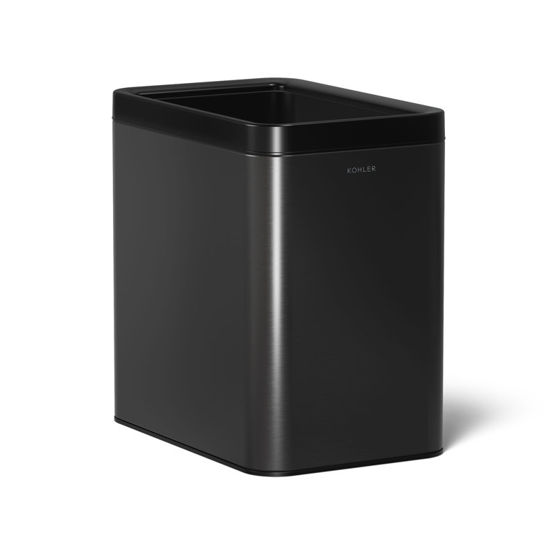Poubelle à couvercle ouvert 25 litres, Noir métallique