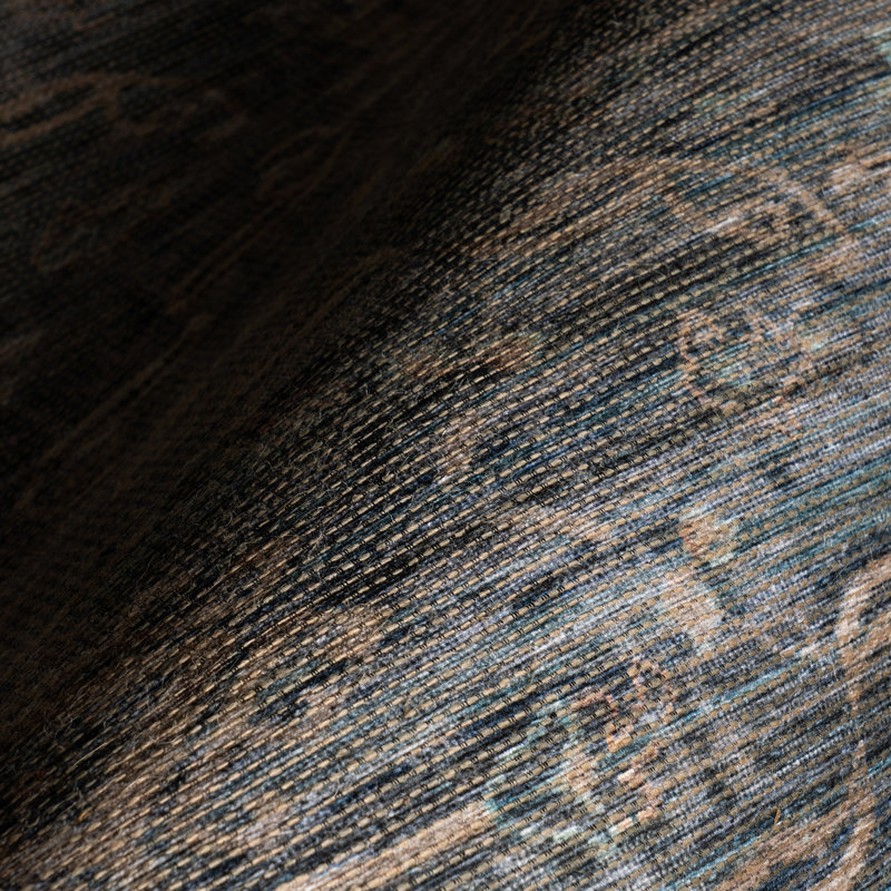 Tapis traditionnel à bordure Nysera, Bleu, Rectangle 9 pi x 12 pi