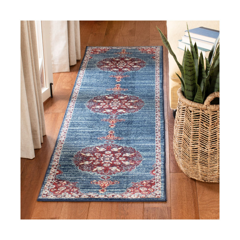 Barcus Oriental Burgundy/Ivory Area Rug, Runner 2' x 10'