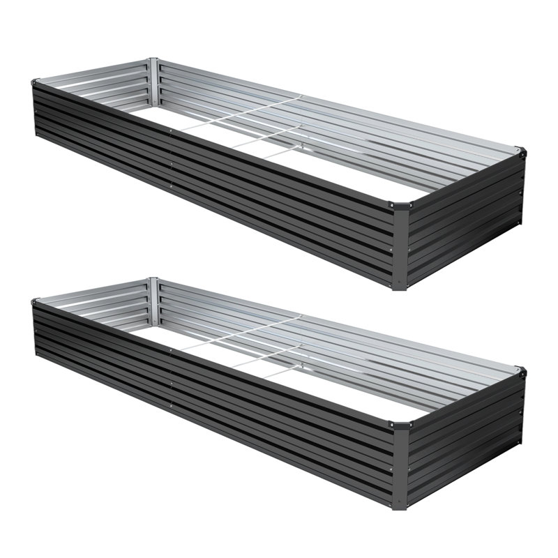 Lafayette Rectangular Galvanized Metal Raised Garden Bed, 12" H x 96" W x 48" D, Black