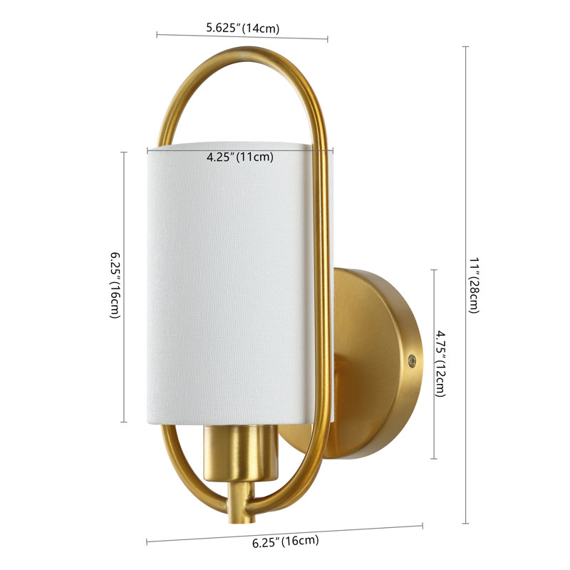 Haldea 6" Brass and Off-White Fabric Wall Sconce