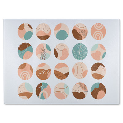 Round texture and floral icons in pastel colours Designer Glass Chopping Board
