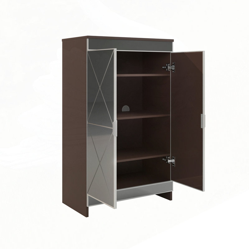 Shoe Storage Cabinet with Elegant Decor Mirrored