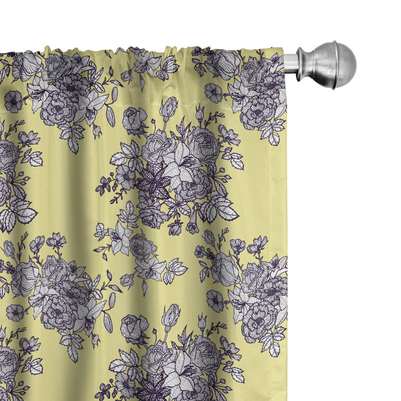 Floral Semi-Sheer Rod Pocket Curtain Panels, 28" x 84"
