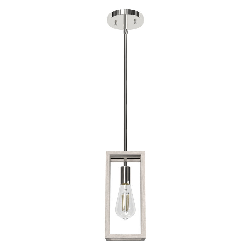 Chrome Distressed White Glass LED Mini Pendant Light