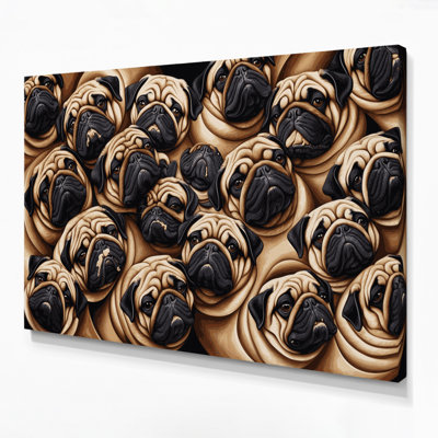 Dogs Pug Brown Canvas Wall Art
