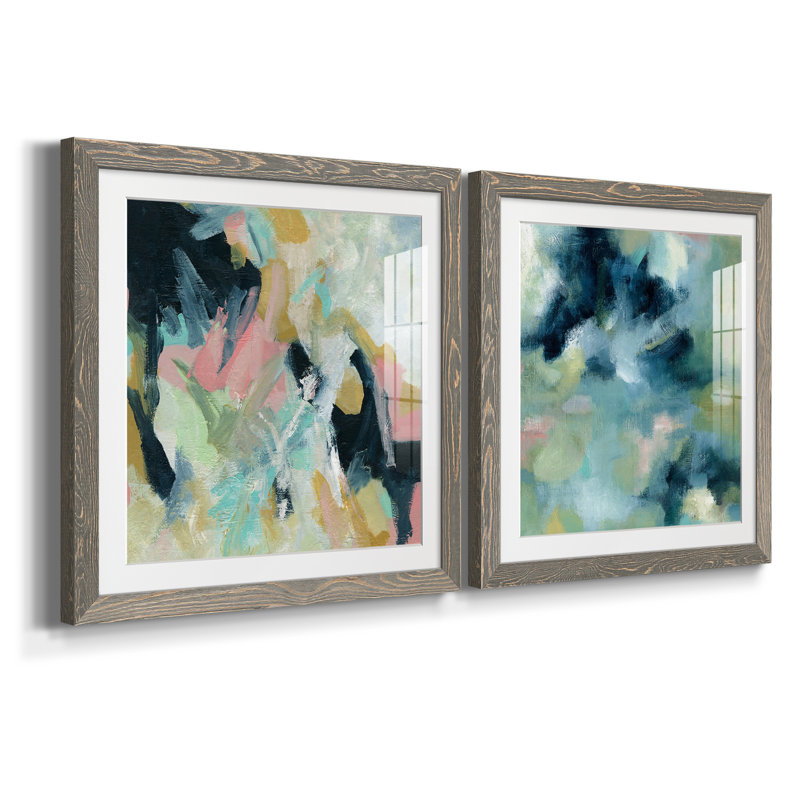 Vitalité - Ensemble de 2 peintures encadrées, H 35,5 po x l 71 po x P 1,5 po, Encadré gris