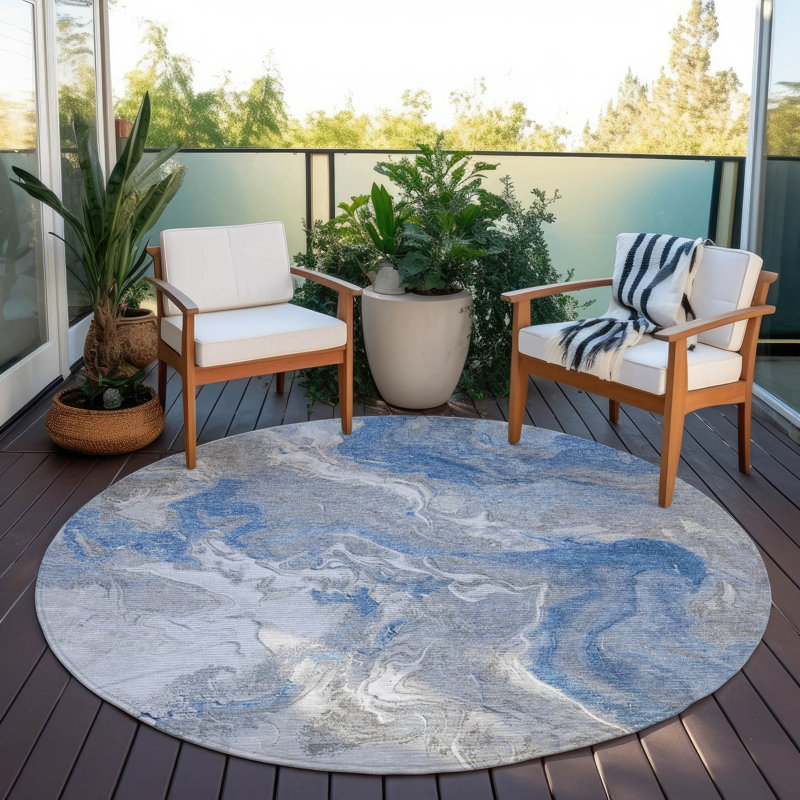 Tapis intérieur / extérieur bleu Caelaris, 3 pi x 5 pi