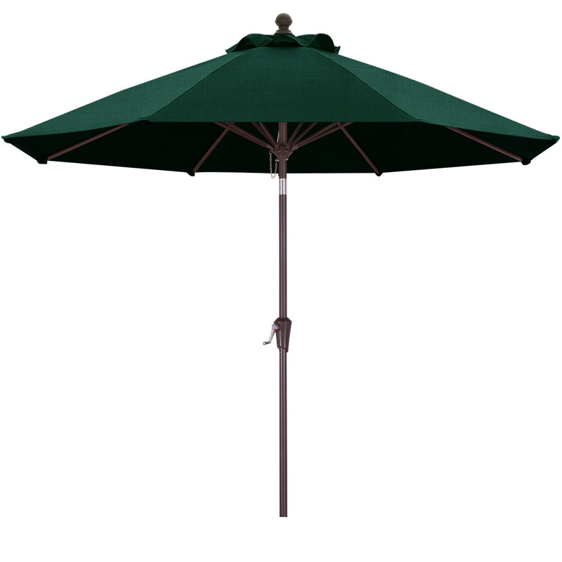 Parasol de marché en oléfine de 2,74 m (9 pi) avec inclinaison et levage à manivelle, Vert forêt