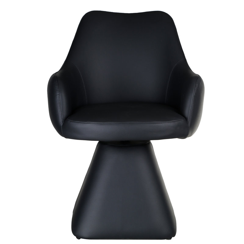 Contemporary Faux Leather Dining/Accent Chair with Swivel - Black, Black