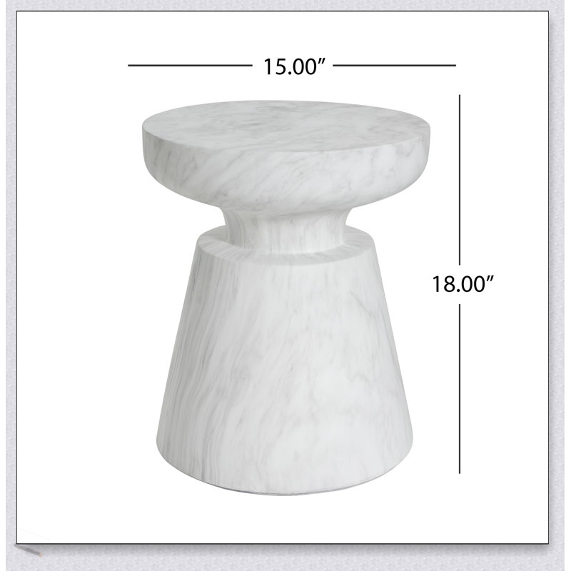 Versatile Outdoor Ponti Travertine Side Table, Lightweight Concrete, Elegant Pedestal Base, Multi-Functional Design For Indoor And Outdoor Use