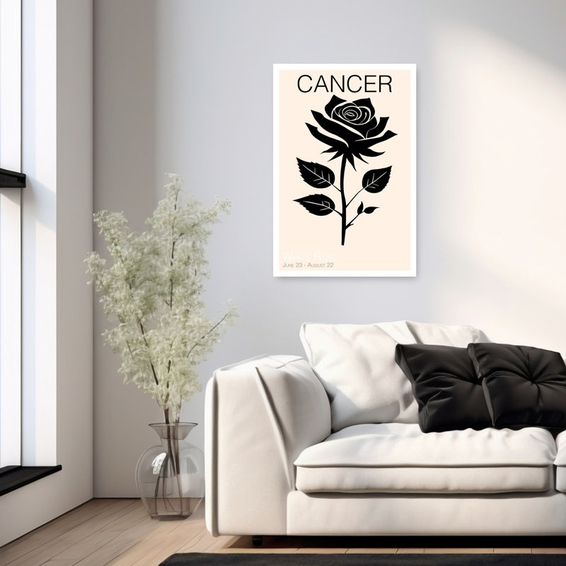 Cancer Zodiac Rose Elegant Abstract Contemporary Rose Flower Landscape Wall Art Print, 91.44cm H x 60.96cm W