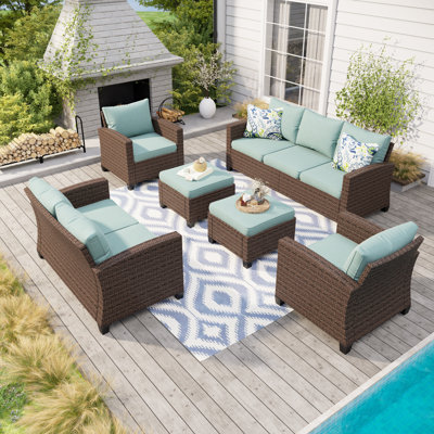 Millry All Weather Wicker/Rattan 9 - Person Seating Group with Cushions
