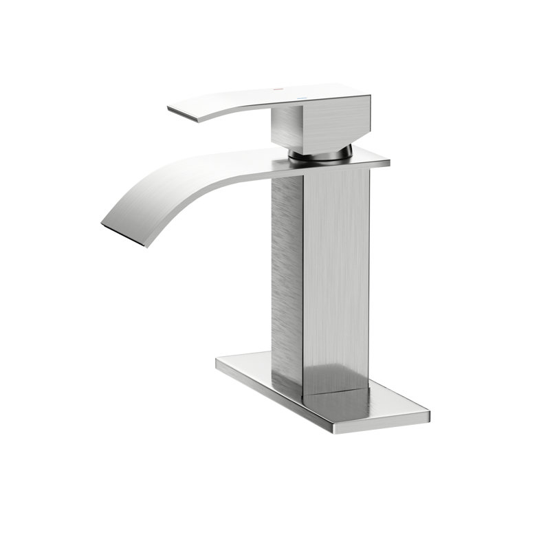 Robinet de lavabo de salle de bain en nickel brossé 6 po, fixation sur le comptoir, poignée simple, fabrication en acier inoxydable 304 de 6 po montée sur le comptoir en nickel, conception à poignée, durable pour les salles de bain polyvalentes