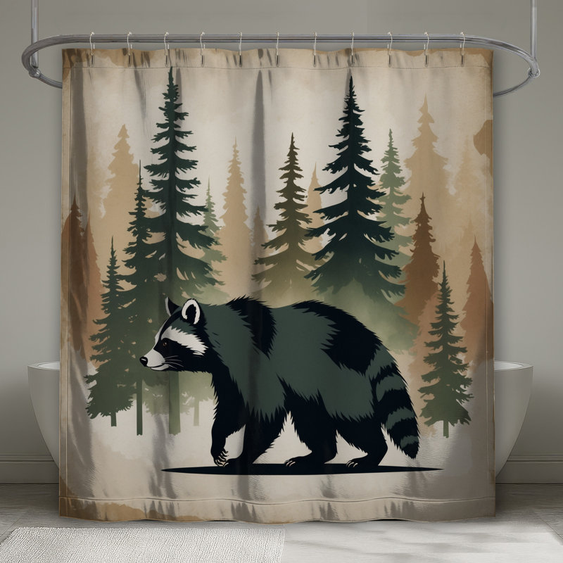 Rideaux de douche Raccoon and Pine Trees, 70 po l x 72 po H