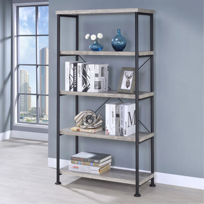Grey Driftwood 4-Shelf Bookcase
