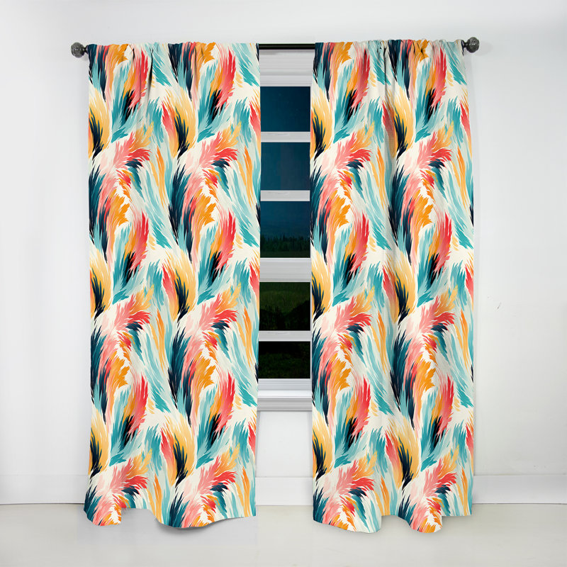 Colorful Ikat Artistry Swirl Mirage II - Vintage Curtain - Velvet Room Darkening - 1 Panel, 52" W x 63" L