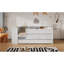 Lit de jour simple avec tiroirs et couchette, rangement pour la tête de lit, tables, tiroirs White Delight, finition pure