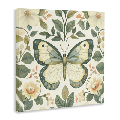 Sage Butterfly and Florals Canvas, design by Petal Prints Design
