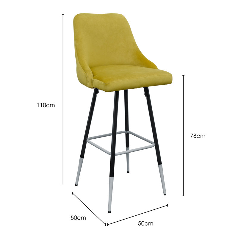 Darmstadt Upholstered Counter Stool with Solid Wood Frame, Yellow