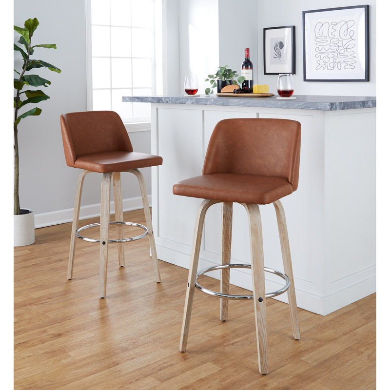 Tabouret de bar Mid-Century moderne à hauteur fixe avec pivot, Brown/Black