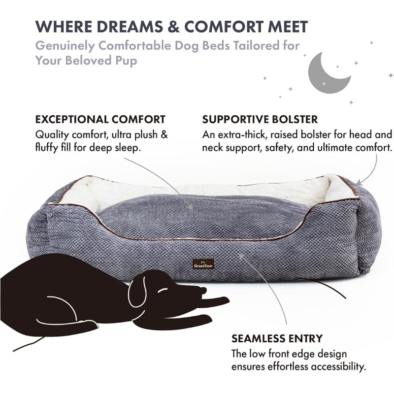 X-Large Silver Orthopedic Flannel Dog Bed