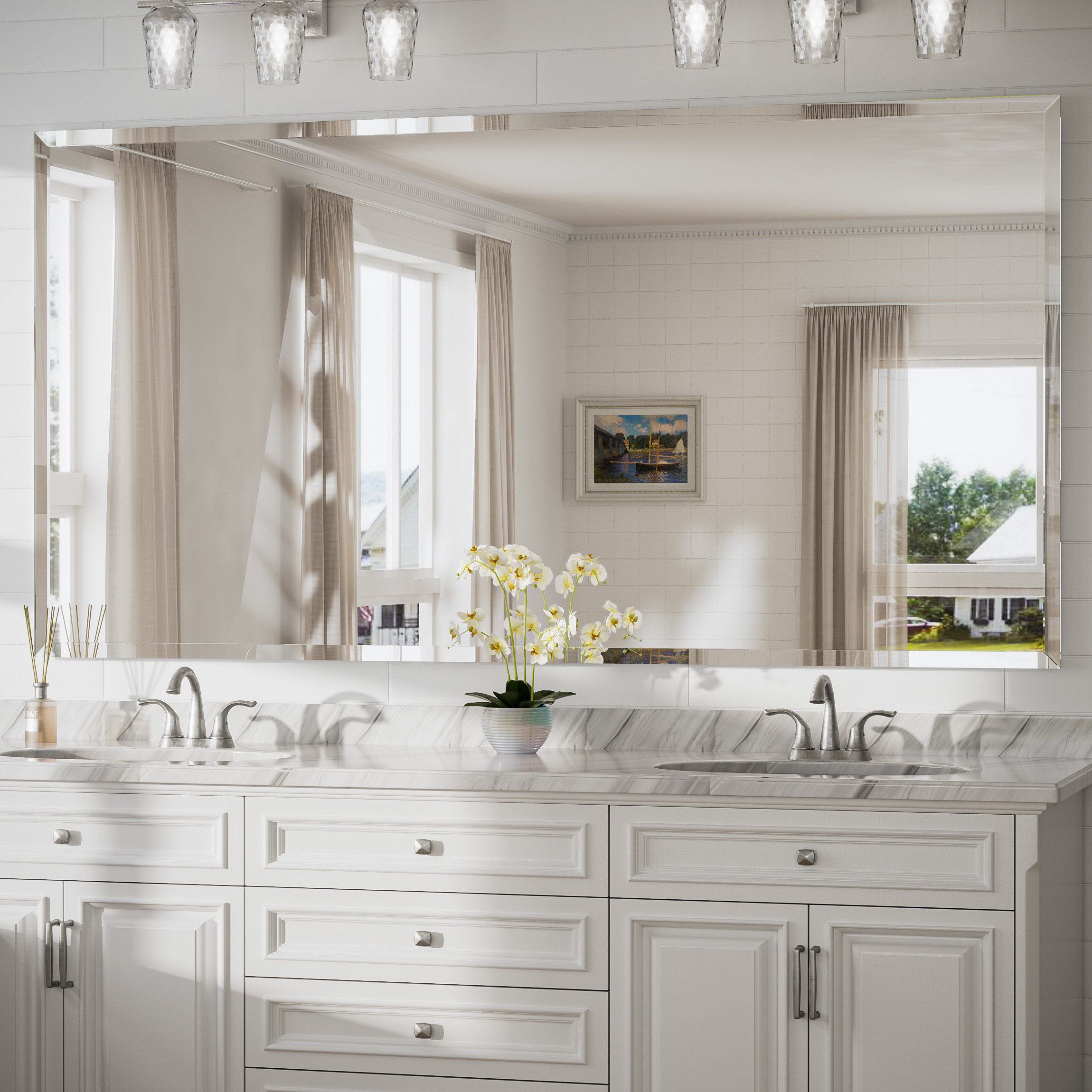 Ebern Designs Janica Rectangle Beveled Frameless Bathroom Vanity Mirror Decorative Wall Accent Mirror & Reviews | Wayfair