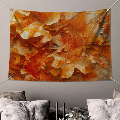 Orange Abstract Collage Wall Tapestry - Abstract Wall Decor